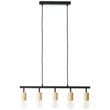 Brilliant - Hanglamp aan kabel 5xE27/28W/230V zwart/bamboe