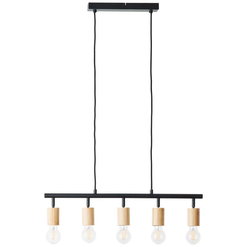Brilliant - Hanglamp aan kabel 5xE27/28W/230V zwart/bamboe