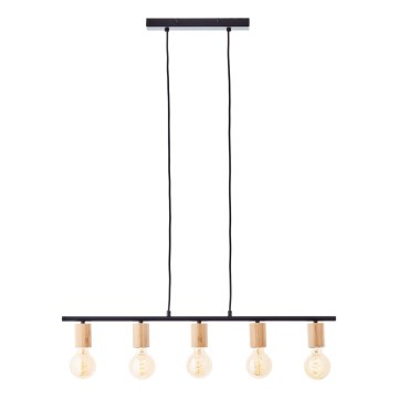 Brilliant - Hanglamp aan kabel KERRY 5xE27/40W/230V zwart/bamboe