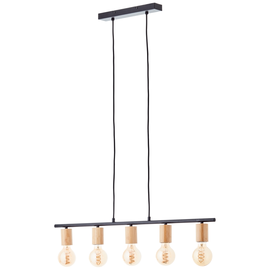 Brilliant - Hanglamp aan kabel KERRY 5xE27/40W/230V zwart/bamboe