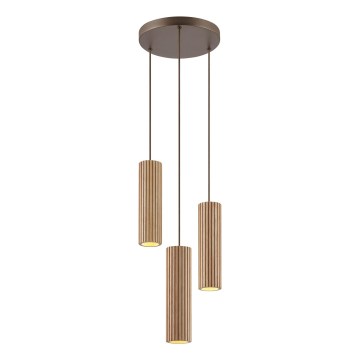 Brilliant - Hanglamp LAKEWOOD aan kabel 3xGU10/10W/230V Ø28 cm bruin