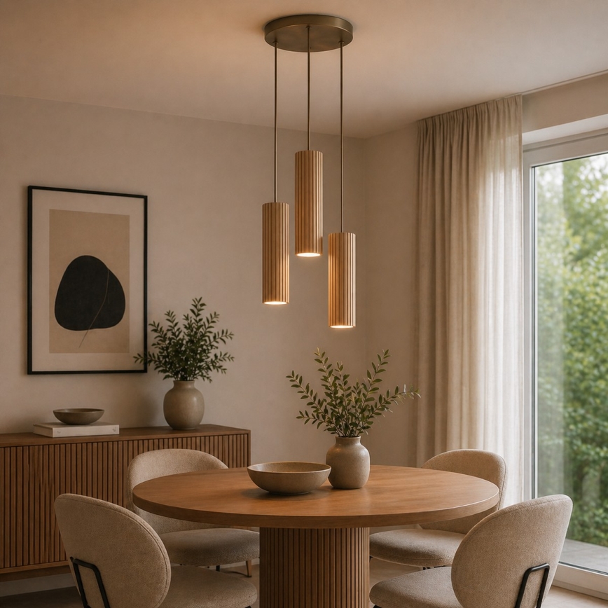 Brilliant - Hanglamp LAKEWOOD aan kabel 3xGU10/10W/230V Ø28 cm bruin