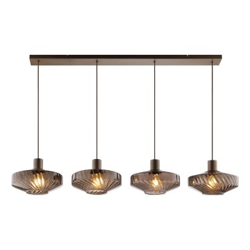 Brilliant - Hanglamp met kabel LYN 4xE27/20W/230V, bruin/rookbruin