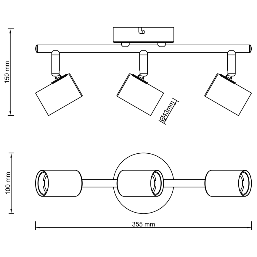 Brilliant - KERRY spot 3xE27/40W/230V zwart/messing