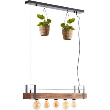 Brilliant - Kroonluchter aan kabel BANKWOOD 5xE27/28W/230V populierenhout