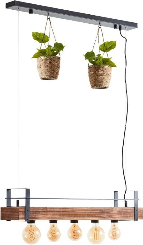 Brilliant - Kroonluchter aan kabel BANKWOOD 5xE27/28W/230V populierenhout