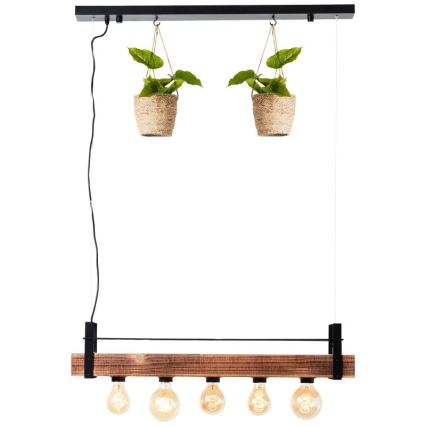 Brilliant - Kroonluchter aan kabel BANKWOOD 5xE27/28W/230V populierenhout