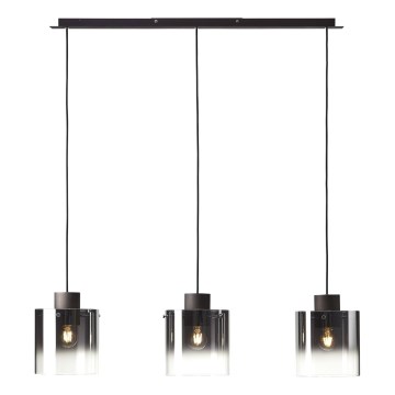 Brilliant - Kroonluchter aan kabel BETH 3xE27/60W/230V zwart/gerookt glas
