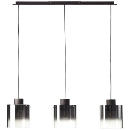 Brilliant - Kroonluchter aan kabel BETH 3xE27/60W/230V zwart/gerookt glas