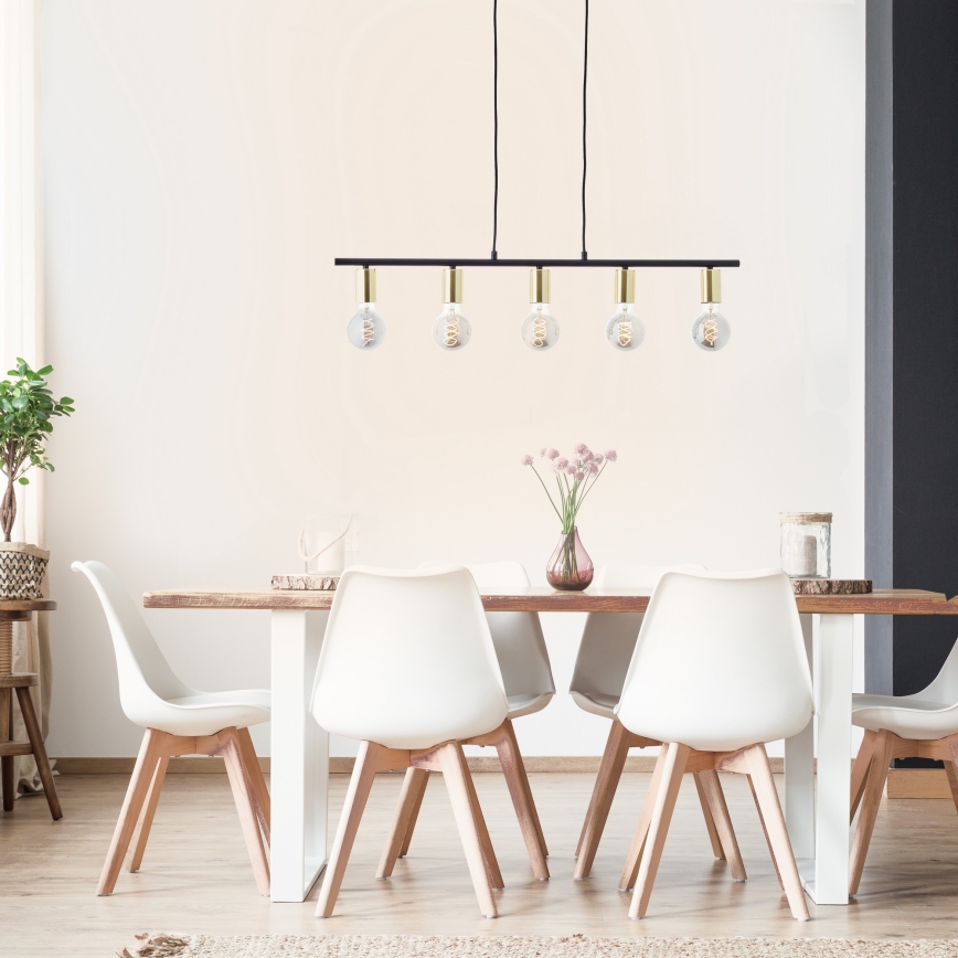 Brilliant - Kroonluchter aan kabel KERRY 5xE27/40W/230V zwart/messing