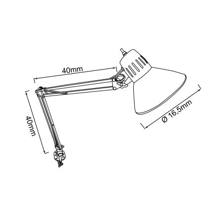 Brilliant - Lampe de table à pince HOBBY 1xE27/40W/230V noire