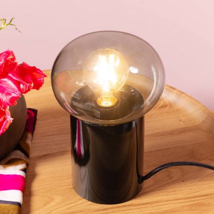 Brilliant - Lampe de table KNUT 1xE27/25W/230V noir/transparent