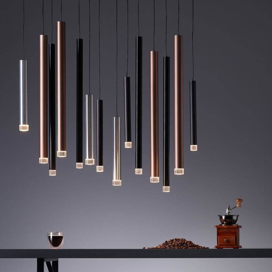 Brilliant - LED-dimbare hanglamp CEMBALO LED/60W/230V mat chroom/zwart/bruin
