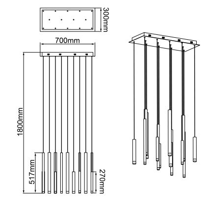 Brilliant - LED-dimbare hanglamp CEMBALO LED/60W/230V mat chroom/zwart/bruin