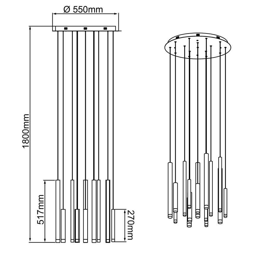Brilliant - dimbare LED-hanglamp aan kabel CEMBALO LED/70W/230V mat chroom/zwart/bruin