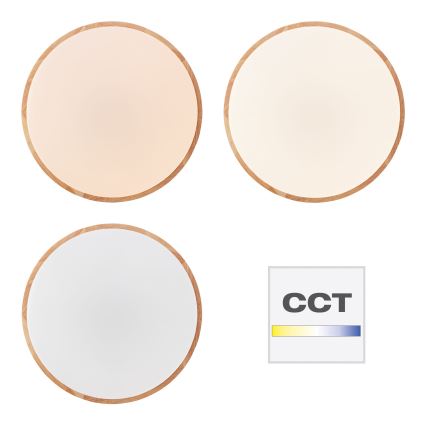 Brilliant - Dimbare SLIMLINE LED-plafondlamp 60W/230V, instelbare kleurtemperatuur 3000–6500K, Ø 45 cm, rubberhouten afwerking + afstandsbediening