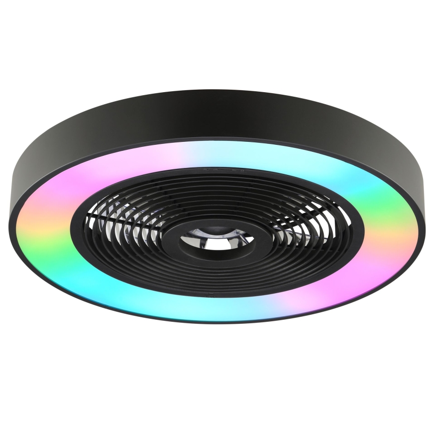 Brilliant - LED RGBW dimbaar plafondlamp met ventilator CATANIA LED/37W/230V 2700-6500K Ø 48,6 cm zwart + afstandsbediening