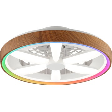 Brilliant - LED RGBW Ventilateur de plafond à intensité variable GAIANO LED/24W/230V 2700-6500K d. 48 cm marron + Télécommande