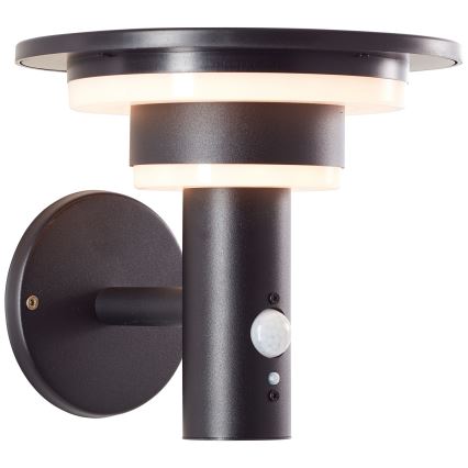 Brilliant - LED Solar wandlamp met sensor GARVINA LED/3W/3,7V 2000 mAh IP44 zwart