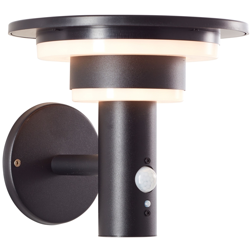 Brilliant - LED Solar wandlamp met sensor GARVINA LED/3W/3,7V 2000 mAh IP44 zwart