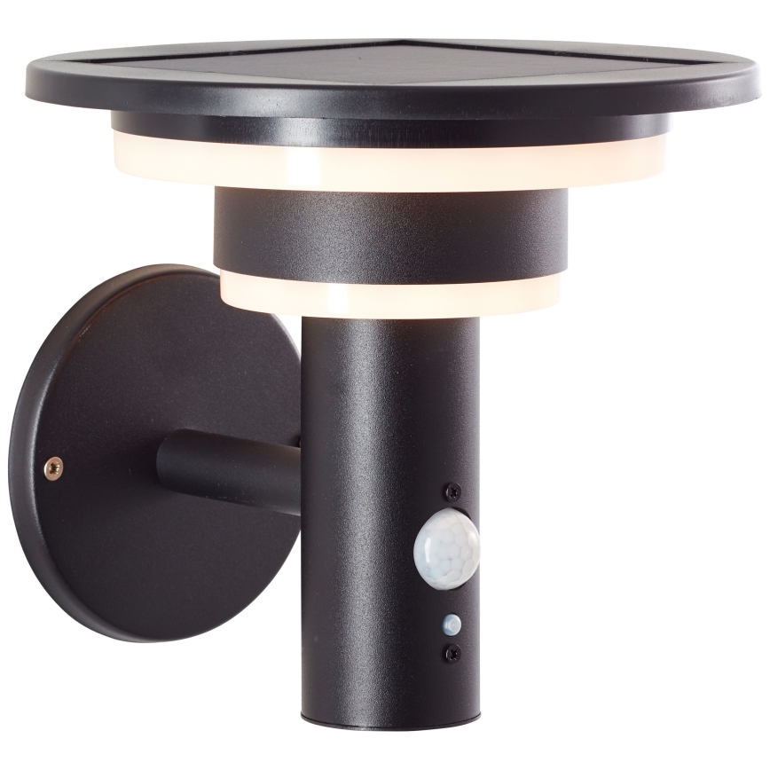 Brilliant - LED Solar wandlamp met sensor GARVINA LED/3W/3,7V 2000 mAh IP44 zwart
