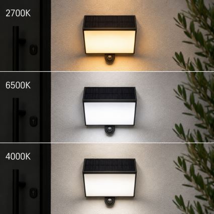 Brilliant - LED-zonne-wandlamp met sensor SIERRA LED/6W/3,7V 2700/4000/6500K 2000 mAh IP54 zwart