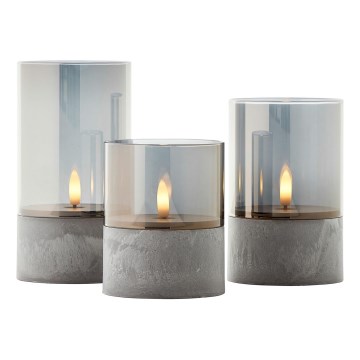 Brilliant - Lot de 3 bougies LED BOUGIE LED/2xAA IP44 gris/fumé