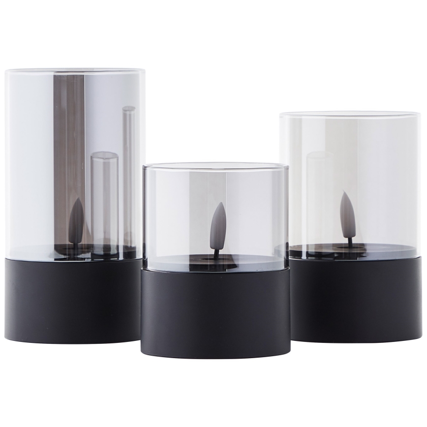 Brilliant - Lot de 3 bougies LED BOUGIE LED/2xAA IP44 noir/fumé