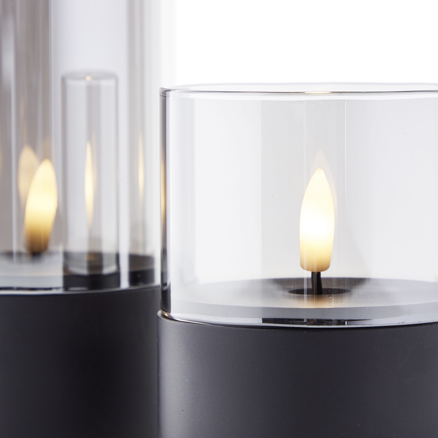 Brilliant - Lot de 3 bougies LED BOUGIE LED/2xAA IP44 noir/fumé