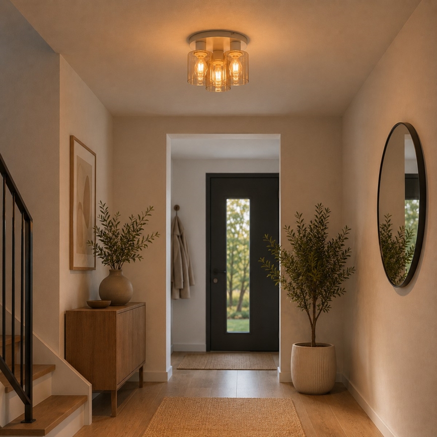 Brilliant - Opbouwplafondlamp LYSKA 3xE27/20W/230V Ø 31 cm crème/rookbeige