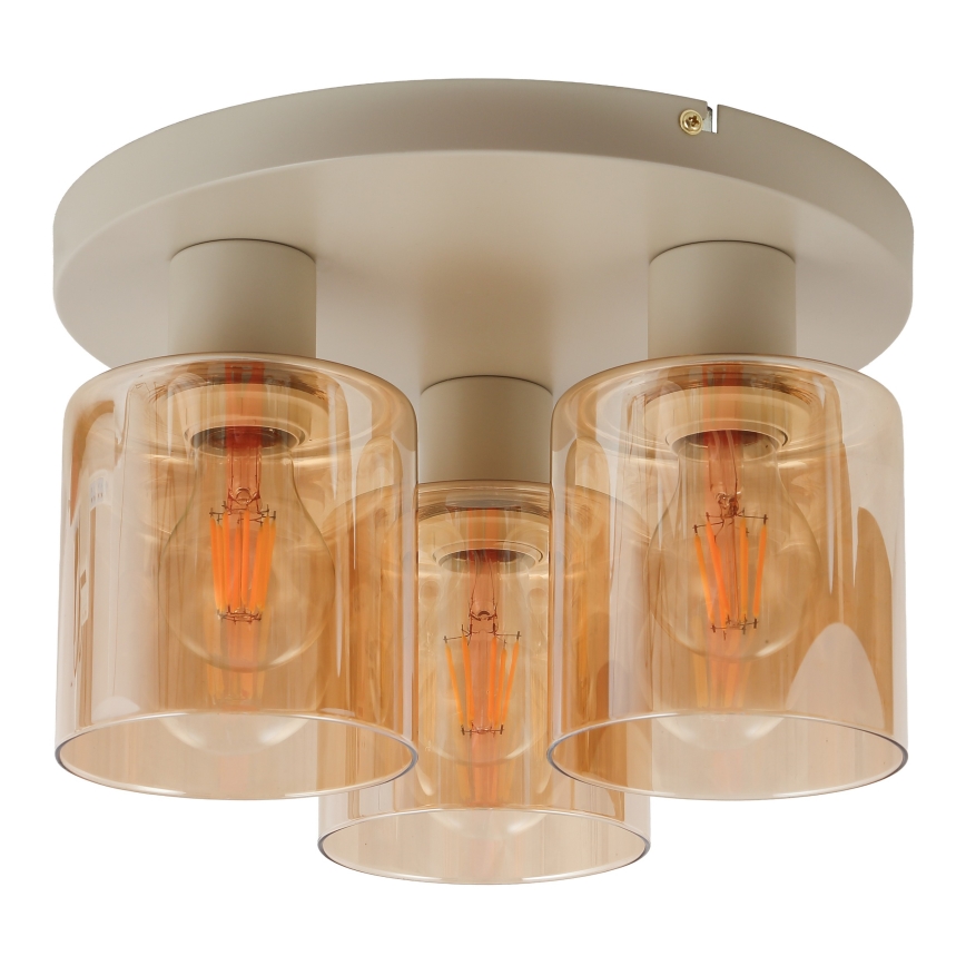 Brilliant - Opbouwplafondlamp LYSKA 3xE27/20W/230V Ø 31 cm crème/rookbeige