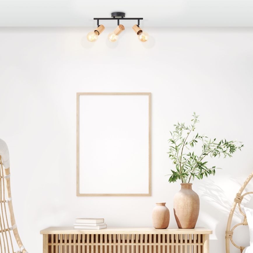 Brilliant - Plafondspot KERRY 3xE27/40W/230V zwart/bamboe