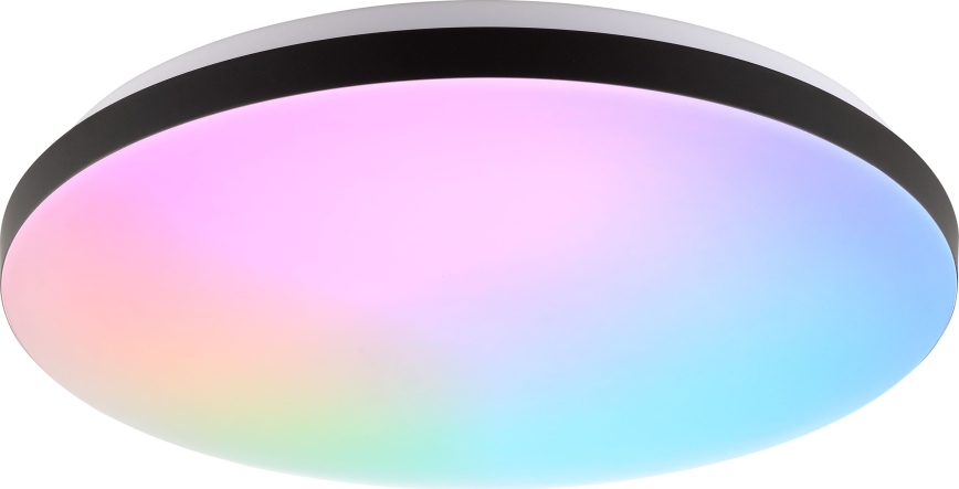 Brilliant - Plafonier RGBW à intensité variable LIVIO LED/20W/230V 3000-6500K d. 49 cm noir + Télécommande