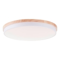Brilliant - Plafonnier à intensité variable BAARLO LED/36W/230V 3000-6500K d. 50 cm blanc/figuier caoutchouc + télécommande - FSC certifié