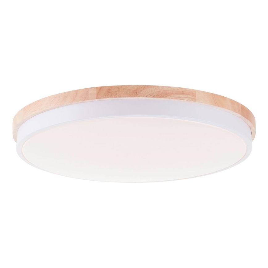 Brilliant - Plafonnier à intensité variable BAARLO LED/36W/230V 3000-6500K d. 50 cm blanc/figuier caoutchouc + Télécommande