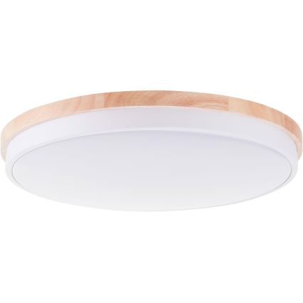 Brilliant - Plafonnier à intensité variable BAARLO LED/36W/230V 3000-6500K d. 50 cm blanc/figuier caoutchouc + Télécommande