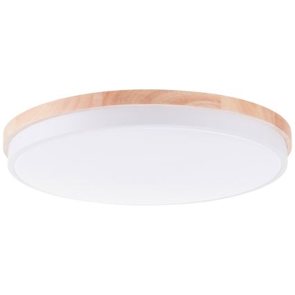 Brilliant - Plafonnier à intensité variable BAARLO LED/36W/230V 3000-6500K d. 50 cm blanc/figuier caoutchouc + Télécommande