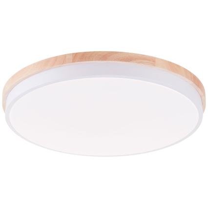 Brilliant - Plafonnier à intensité variable BAARLO LED/36W/230V 3000-6500K d. 50 cm blanc/figuier caoutchouc + Télécommande