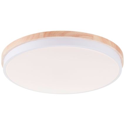 Brilliant - Plafonnier à intensité variable BAARLO LED/36W/230V 3000-6500K d. 50 cm blanc/figuier caoutchouc + Télécommande