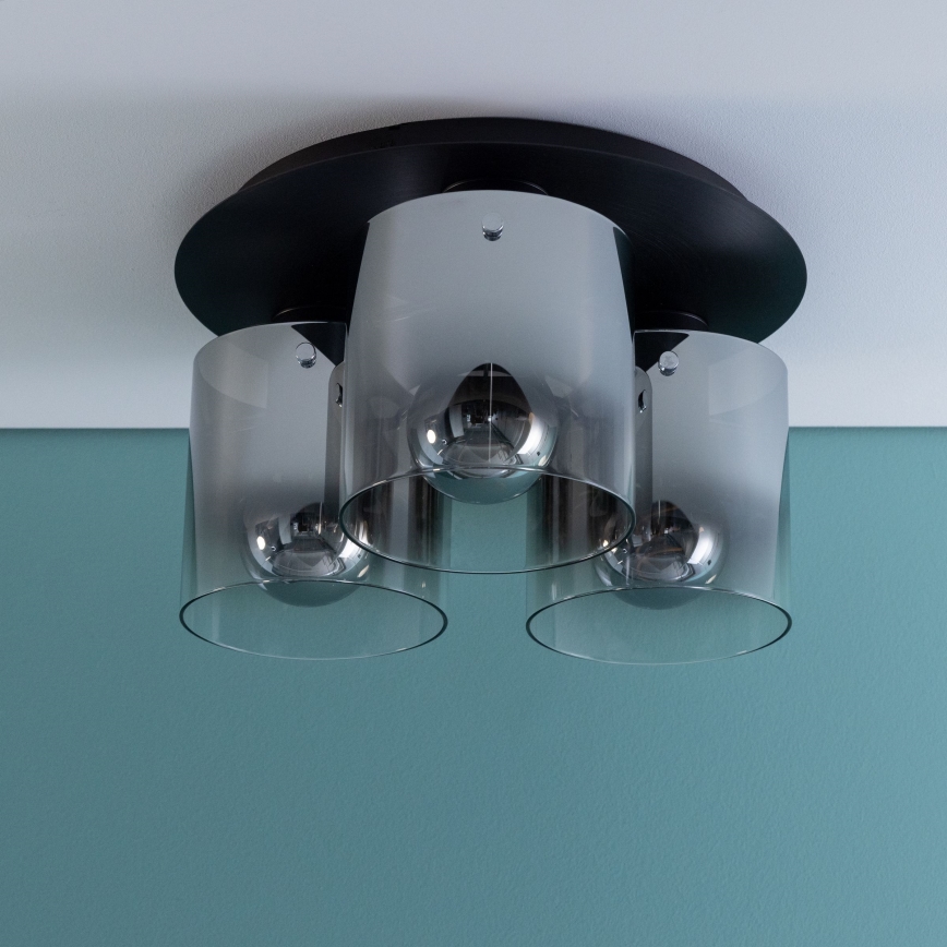 Brilliant - Plafonnier BETH 3xE27/60W/230V Ø 37 cm noir/fumé