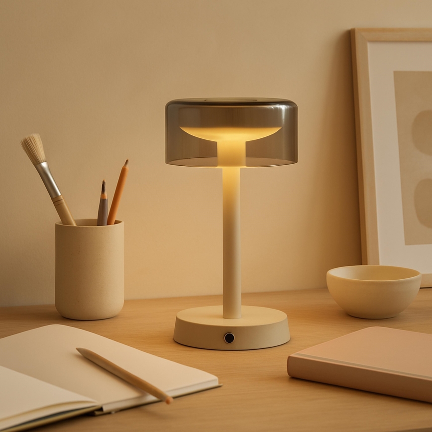 Brilliant - LED dimbare oplaadbare buitentafellamp met aanraakbediening RAZOR LED/2,5W/5V 2700K 2600 mAh IP44 grijs