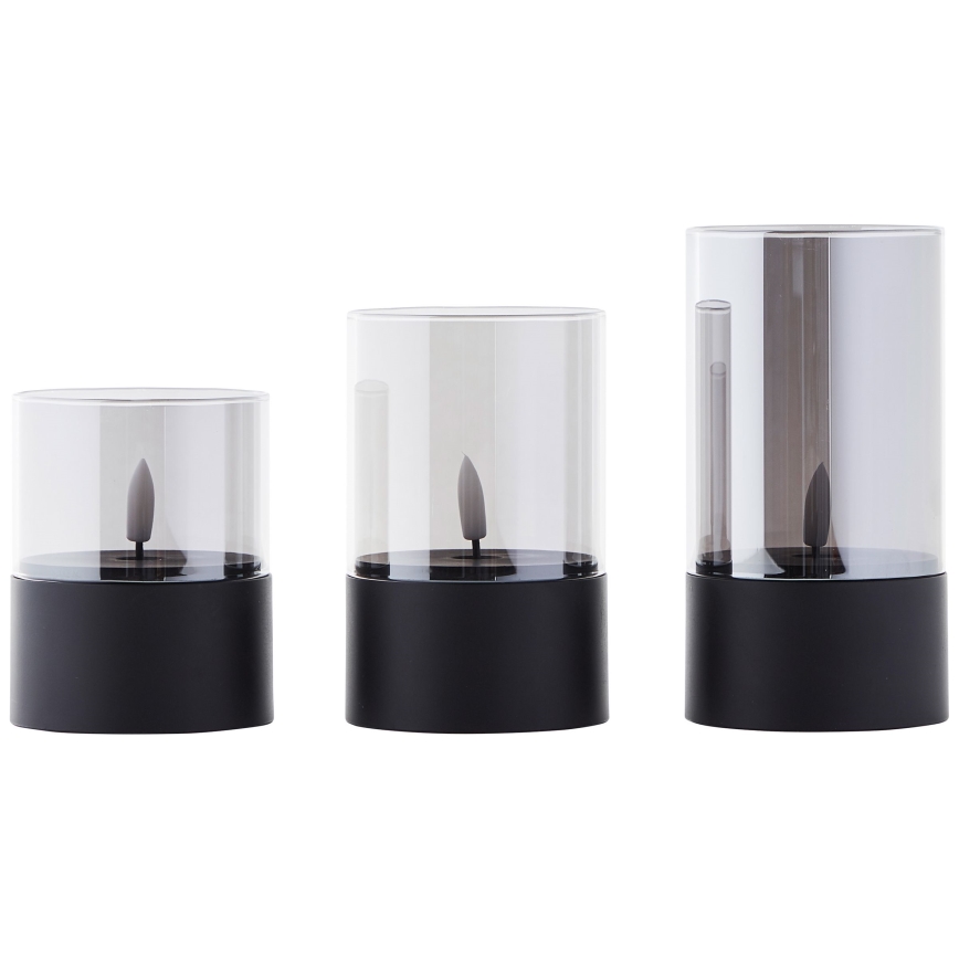 Brilliant - Set van 3 LED-kaarsen BOUGIE LED/2xAA IP44 zwart/rookkleurig