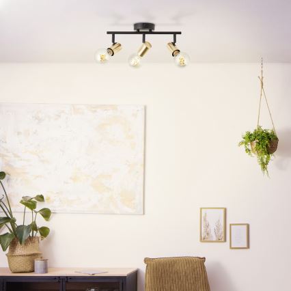 Brilliant - Spot d'éclairage KERRY 3xE27/40W/230V noir/laiton