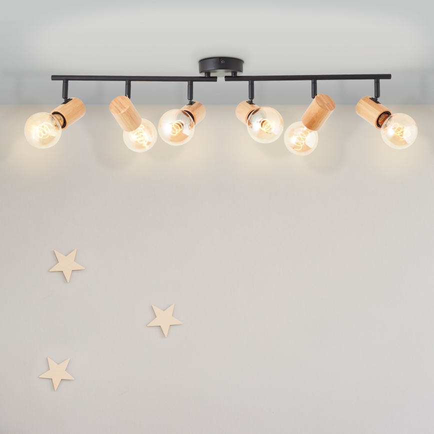 Brilliant - Spotlamp KERRY 6xE27/40W/230V zwart/bamboe