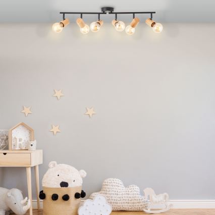 Brilliant - Spotlamp KERRY 6xE27/40W/230V zwart/bamboe