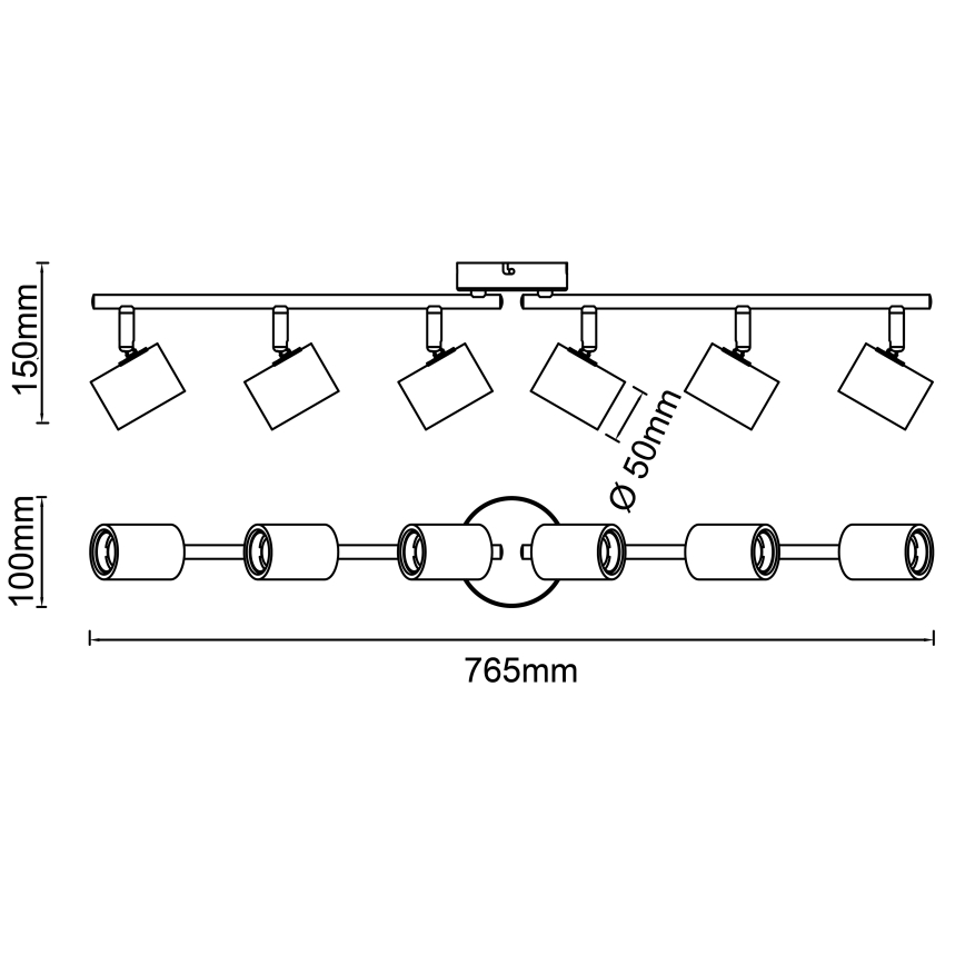 Brilliant - Spotlamp KERRY 6xE27/40W/230V zwart/bamboe