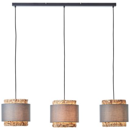 Brilliant - Suspension filaire WATERLILLY 3xE27/60W/230V gris