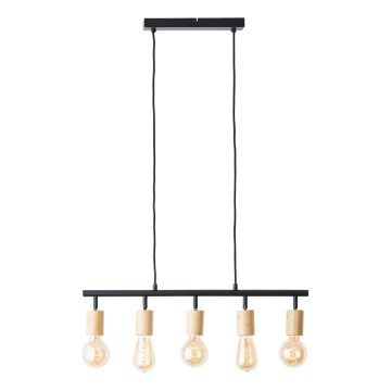 Brilliant - Suspension sur câble 5xE27/28W/230V noir/bambou