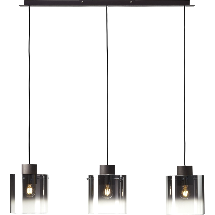 Brilliant - Suspension sur câble BETH 3xE27/60W/230V noir/fumé