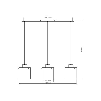 Brilliant - Suspension sur câble BETH 3xE27/60W/230V noir/fumé